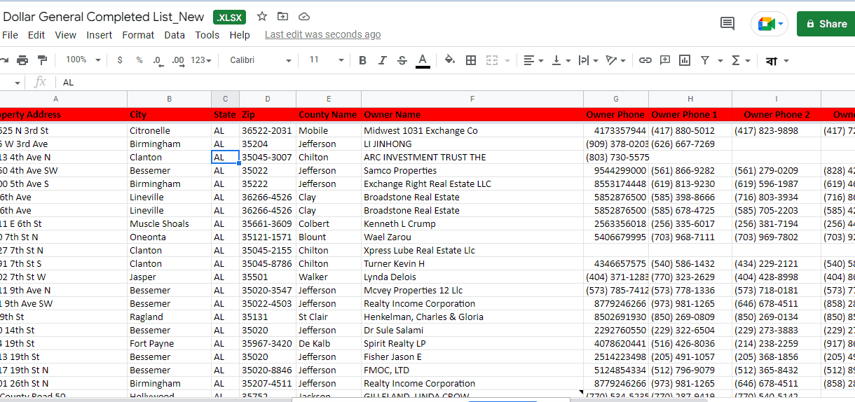 Skip Tracing Dollar General Completed List
